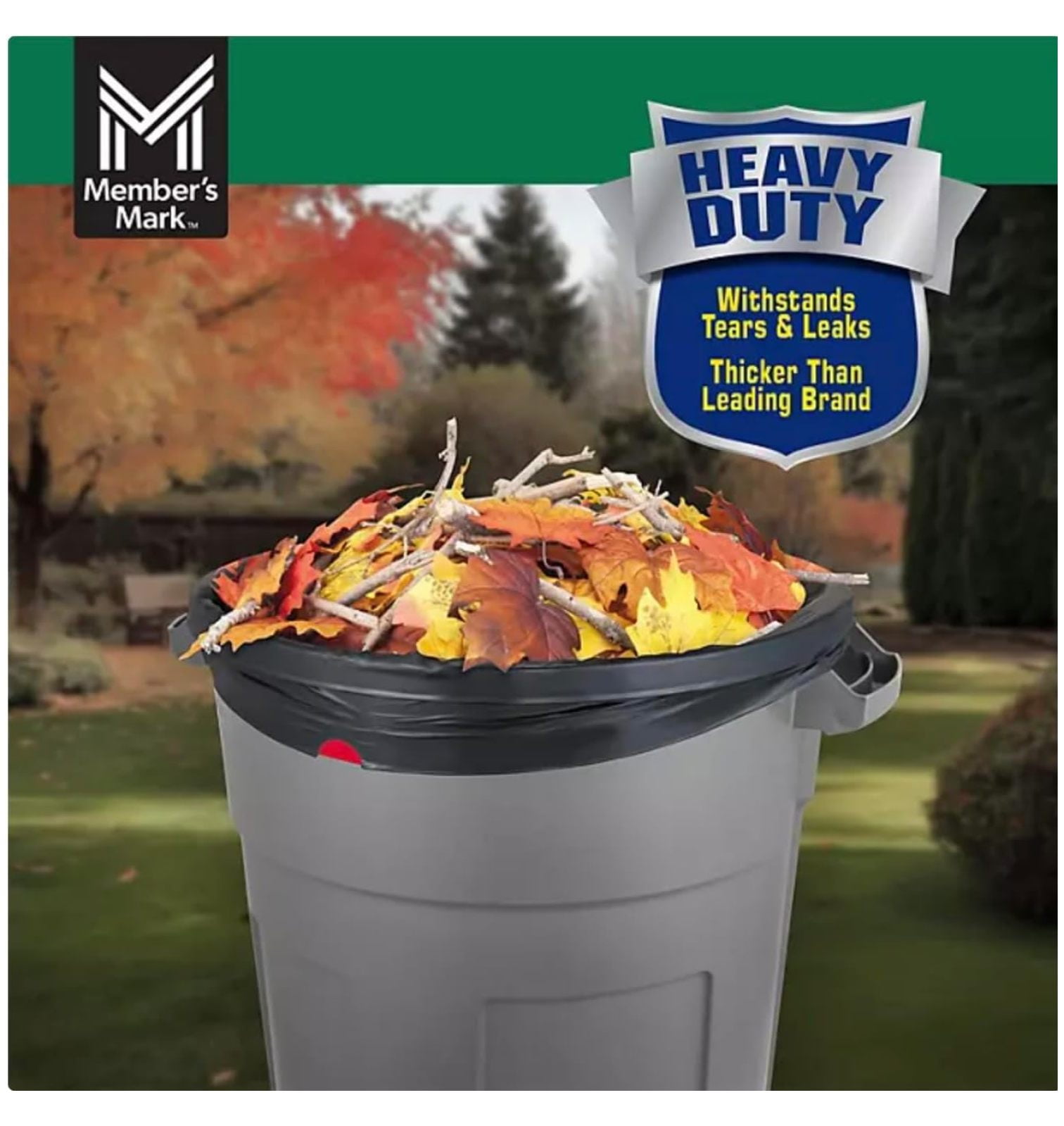 Heavy Duty 39-Gallon Yard Trash Bags, Unscented, 90 ct.