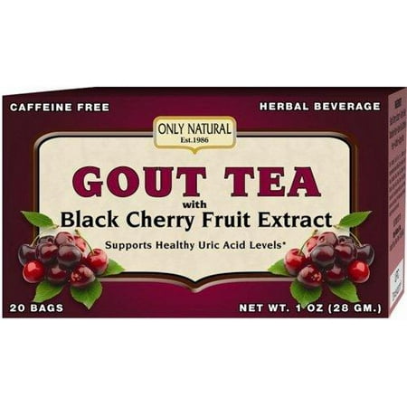 Only Natural Gout Tea - Black Cherry Fruit Extract - 20 Bags -Assist in maintaining healthy uric acid levels and over all well being, 1