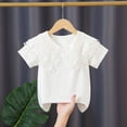 thumbnail image 2 of Nmmacb Kids Girls Shirt Solid Color Tee Short Sleeve Top Ruffle Princess Collar Blouse Gift Size 3-11Y, 2 of 9
