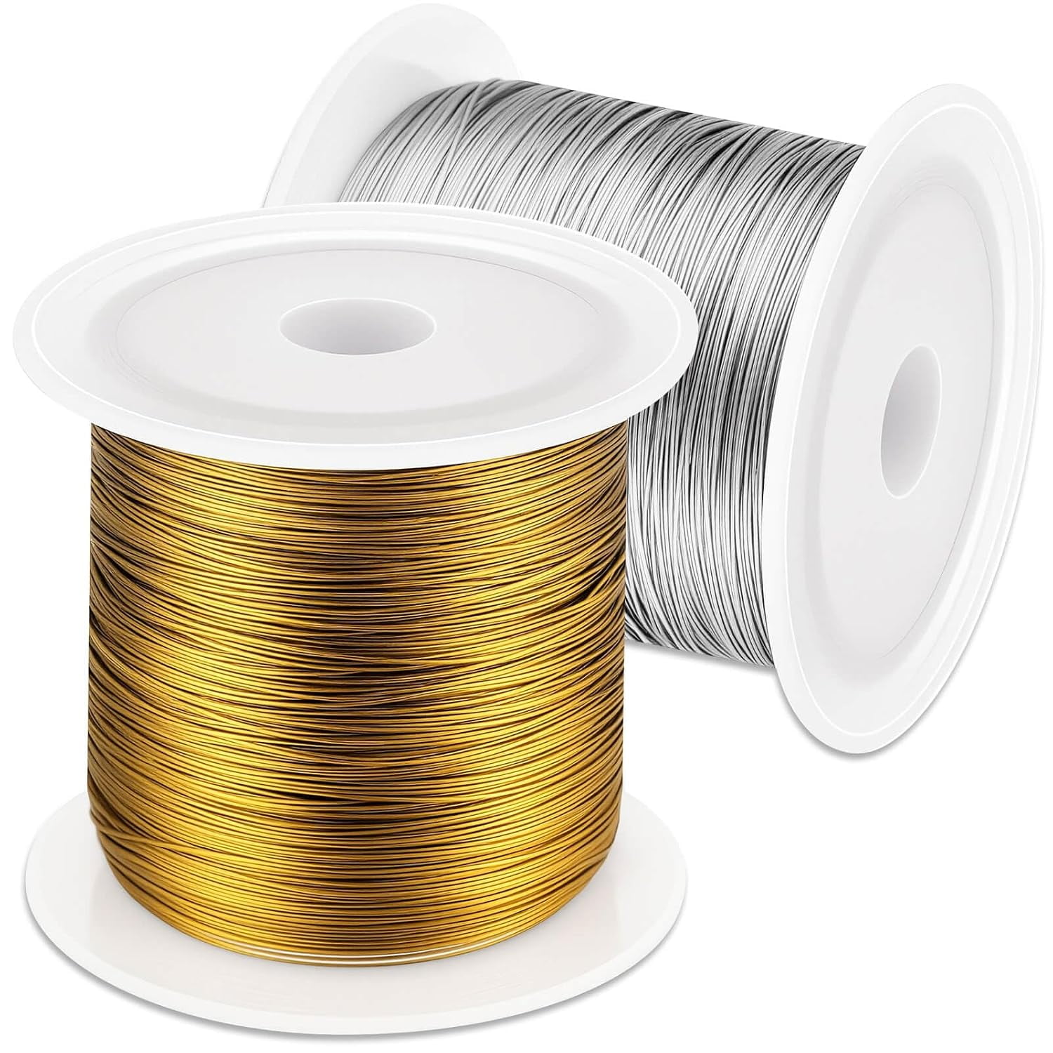 ZHZFKQ 2 Rolls of 7-Strand Stainless Steel Beading Wire for Jewelry Making | Silver and Gold Nylon Coated 0.3Mm Flexible & Durable Jewelry Wire