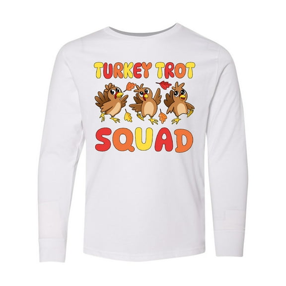 Inktastic Turkey Trot Squad Thanksgiving Long Sleeve Youth T-Shirt