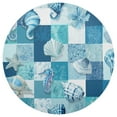 thumbnail image 3 of 15 Inch Round Grid Plate Mats Heat Non-Slip Resistant PVC Placemats for Kitchen Dining Table Decor Blue Marine Life Patterns 1PCS, 3 of 5
