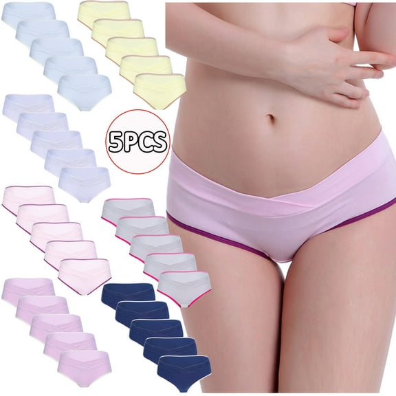 Tejiojio Maternity/Labor/Nursing Clothing Clearance Women's Low Waist Seamless V-Shaped Solid Color Briefs Maternity Panties
