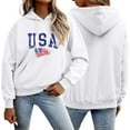 thumbnail image 2 of Fall Hoodies Women Usa Hoodies Oversized Long Sleev Drawstring Sweatshirt With Pockets Pullover Sweatshirts Women White L, 2 of 6