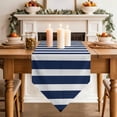 thumbnail image 3 of Table Runners 120 Inches Long, Navy Blue Stripe Cotton Linen Kitchen Dining Coffee Table Runner for Party Home Decor, Modern Simple Geometric White Striped Tabletop Dresser Scarves 13x120 Inch, 3 of 9