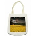 thumbnail image 1 of Nature Tote Bag, Thunderstorm over the Meadow Valley with Scary Dark Sky Rural Farm Scenery, Cloth Linen Reusable Bag for Shopping Books Beach and More, 16.5" X 14", Cream, by Ambesonne, 1 of 2
