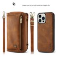thumbnail image 5 of Mantto Zipper Bag Crossbody Wallet Case for iPhone 14 Pro Max 6.7 (2022) with 13 Card Slots Holder + 2 Cash Pockets + Shoulder Strap + Wrist Strap  Purse PU Leather Impact Resistant Hard Cover, Brown, 5 of 14