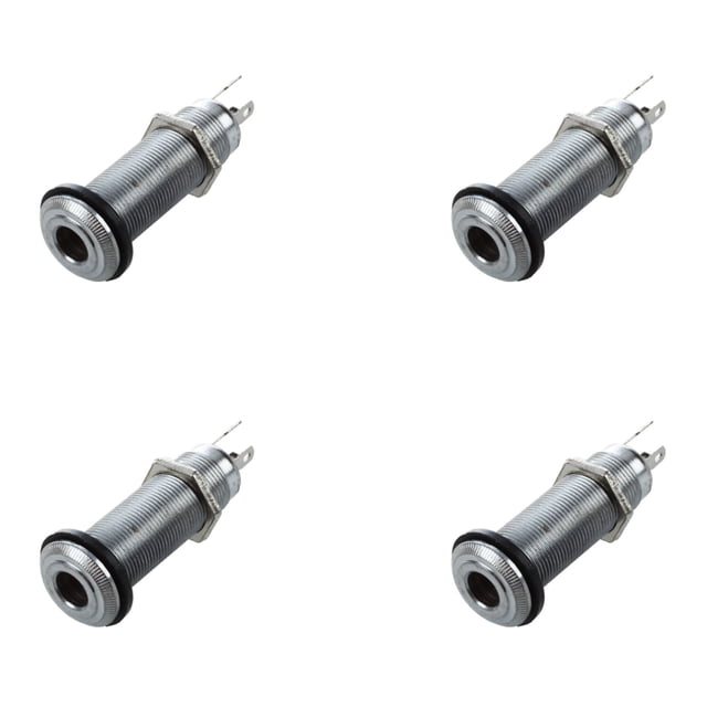 4X 1/4 de Pulgada Cromo Cilindro Enchufe de Montaje Insertado de Guitarra Electrica Guitarra Bajo