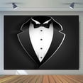 thumbnail image 1 of Fondo de caballero, esmoquin negro, esmoquin para hombre, pajarita en blanco y negro, traje de lujo para cena de cumpleaños, fotografía para niño y adulto, pancarta para fotomatón, decoración de, 1 of 3