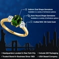 thumbnail image 2 of Gem Stone King 10K Yellow Gold Green Chrome Diopside and White Topaz Engagement Ring for Women | 1.86 Cttw | Oval 8X6MM | Gemstone Birthstone | Size 5, 2 of 6