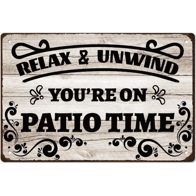 Letrero de metal para patio, vintage, para relajarse y desconectar, con citas de arte de pared de metal y decoración de pared de hierro de enredadera, decoración de pared retro.