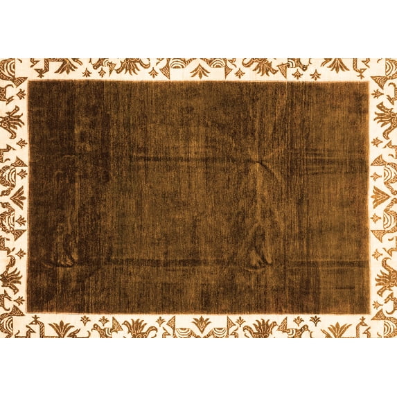 Ahgly Company Indoor Rectangle Abstract Orange Modern Area Rugs, 8' x 10'