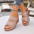 thumbnail image 4 of Dakaela Wedge Sandals for Women Two Band Leather Platform Slip on Slides Summer Dressy Orthopedic Walking Shoes Size 6, 4 of 9