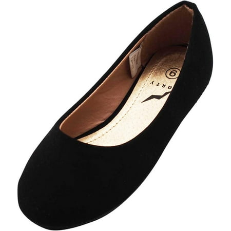 Norty Girls Fashion Ballerina Ballet Slip On Flat Shoe Toddler Girls Sizes, 40066 Black Nubuck / (Best Way To Clean Nubuck Shoes)
