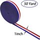 thumbnail image 2 of Stripes Fabric Grosgrain Ribbon for Badge Medal Patriotic and Gift Wrapping, 1 Inch, 50 Yard (Blue/Red/White), 2 of 4