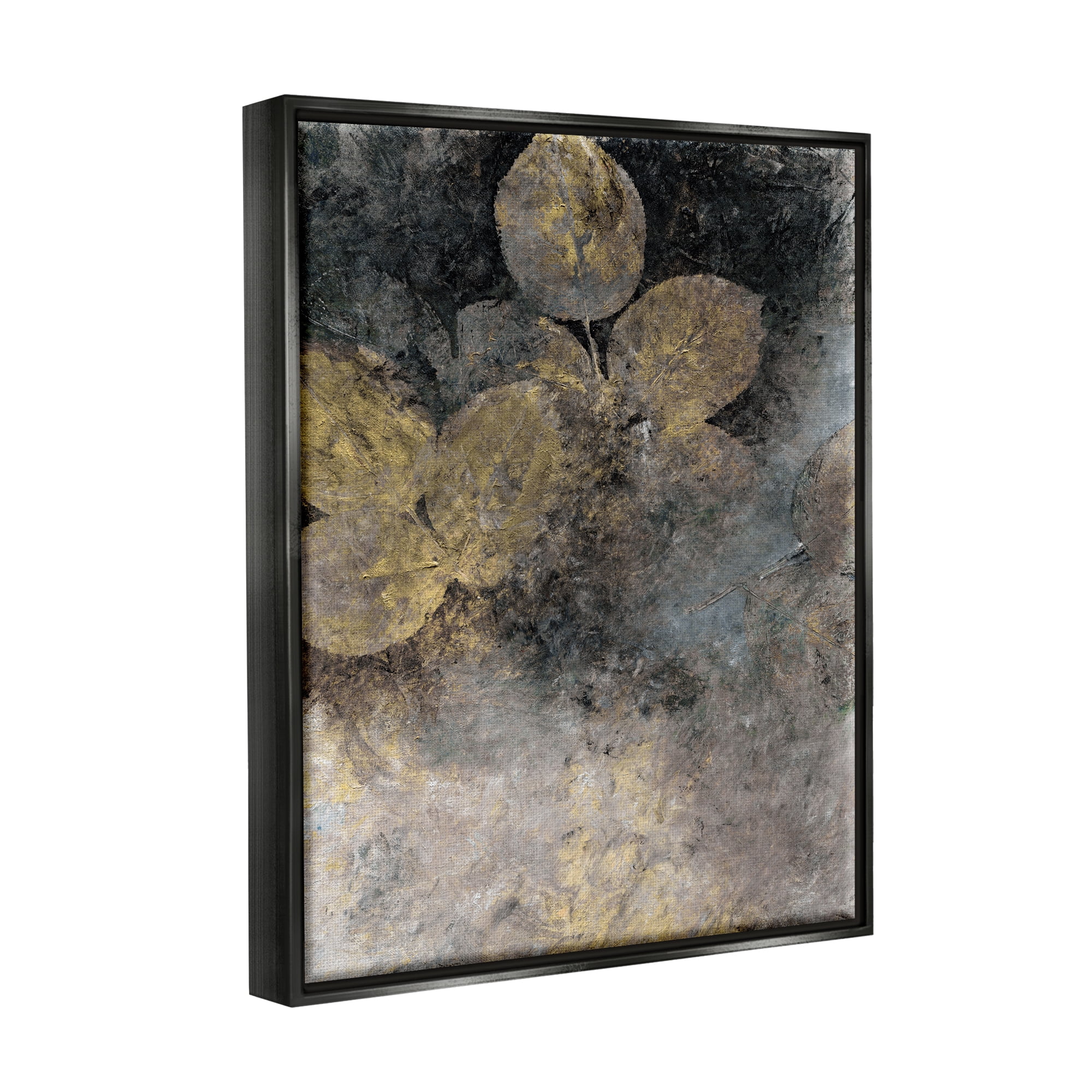 Stupell Industries Abstract Forest Leaves Abstract Painting Black Floater Framed Canvas Art Print Wall Art, 25 x 31