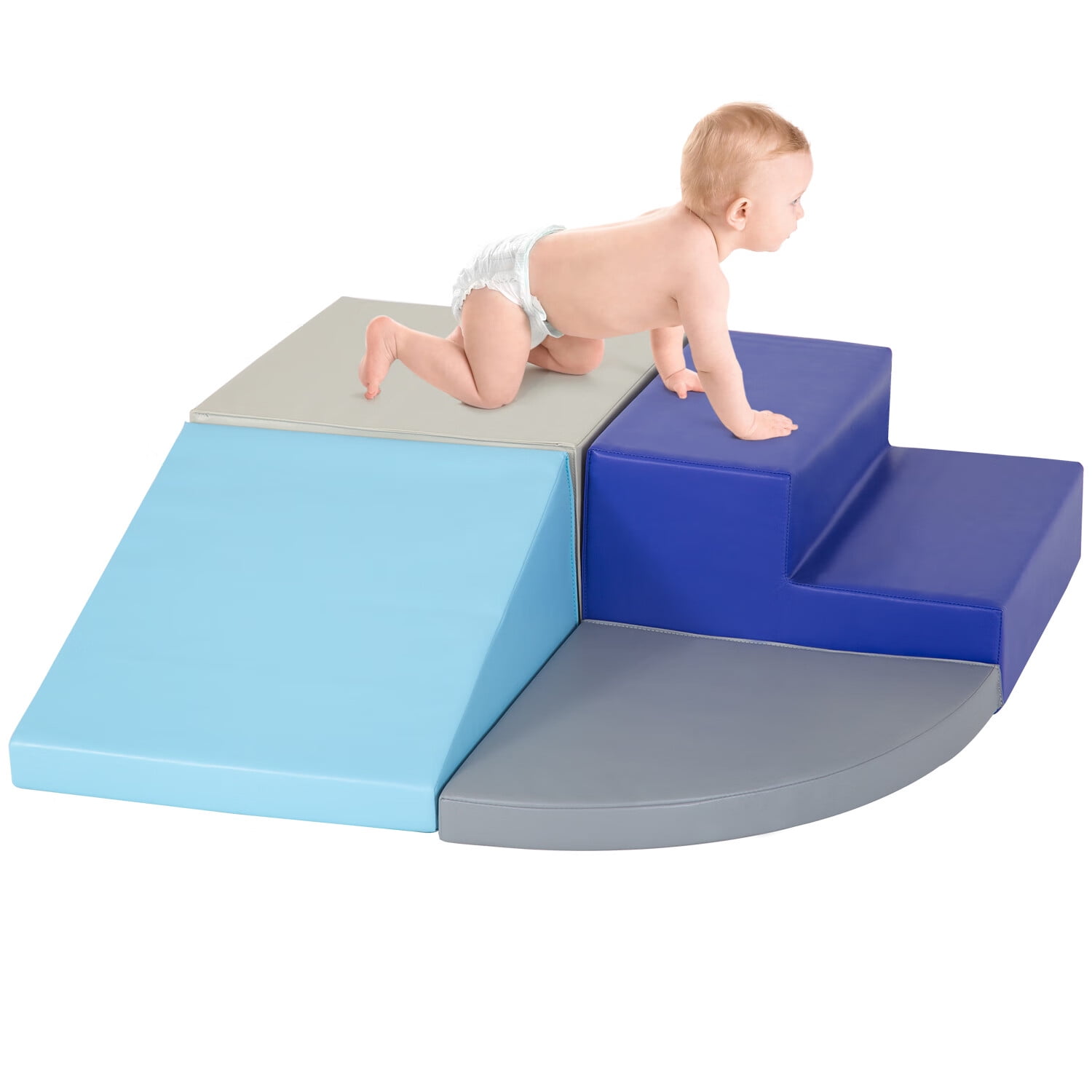 4 Pieces Foam Blocks Activity Set with Velcro BAHOM Climb and Crawl Activity Set for Baby Infants Indoor Anti-Slip and Colorful 