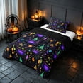 thumbnail image 2 of Homewish Neon Witch Cat Twin Comforter Sets, Halloween Candy Stars Bedding Set, Black Purple Green, Black Reversible, 2-Piece 1 Comforter and 1 Pillowcase, 2 of 5