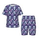 thumbnail image 1 of Balery Skull Purple Flower Conjunto de Pijama Infantil de Manga Corta con Estampado – Ropa de Dormir de Algodón Suave-3X-Large, 1 of 6