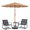 Straw, variant on Autlaycil 5 Pcs Patio Outdoor Furniture Sets Contains 2 Textilene Fabric Rocking Bistro Chairs, a Table, a 7.5 ft Fringe Solar Umbrella with Button Tilt and a Umbrella Base, Navy Blue