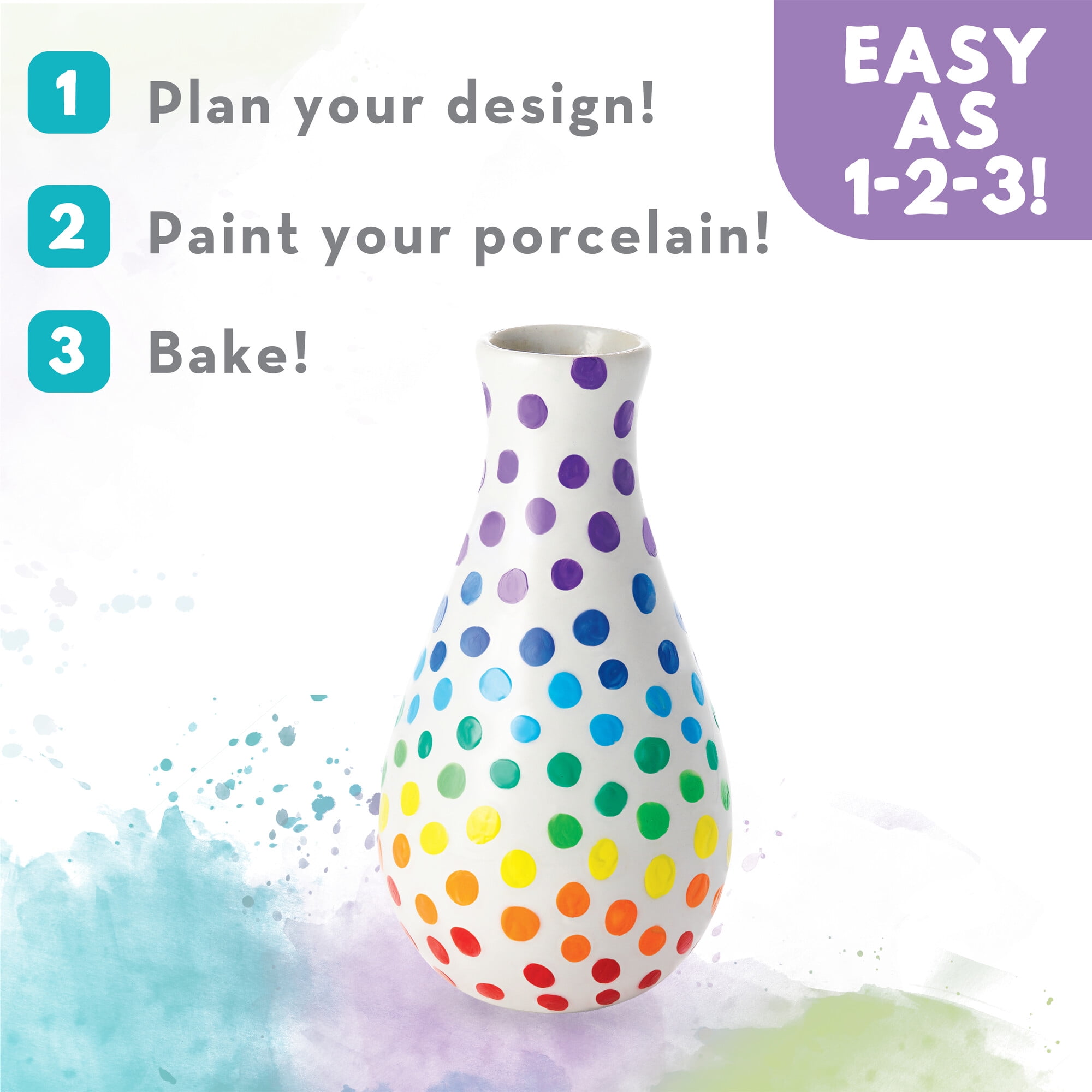 MindWare Paint Your Own Porcelain Vases, DIY Porcelain Vases Set of 3 for Kids