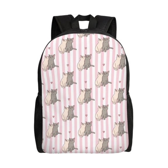 Fuzoiu Heart Cat Print Laptop Backpack,Work Business Backpacks, Large Capacity Nurse Bag College Bookbag for School, Waterproof Casual Daypack for Travel