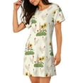 thumbnail image 2 of Fotbe Flowers And Hens Pattern Women's Cotton Nightgown Sleepwear Short Sleeves Shirt Casual Print Sleepdress, 2 of 6