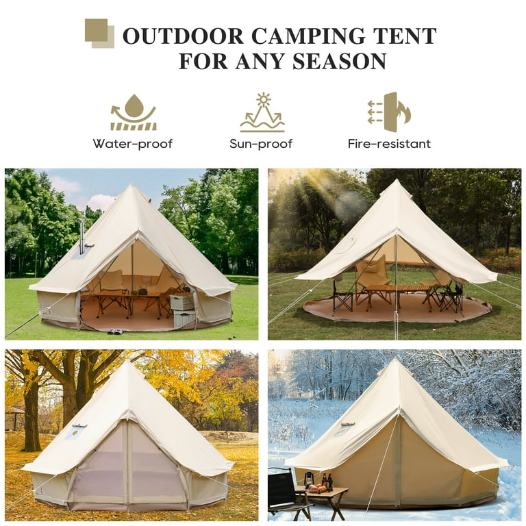 4-Season Bell Camping Tent, Cotton Canvas with Stove Jack