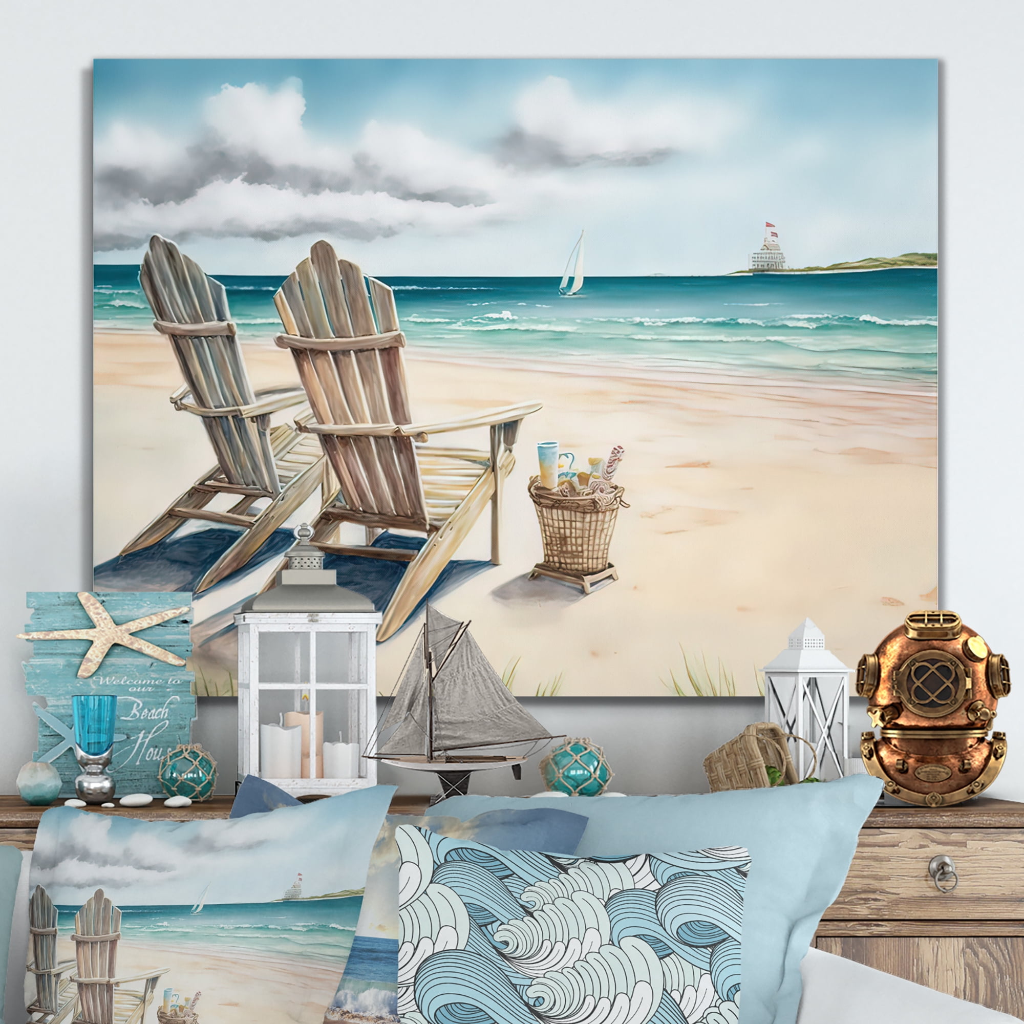 Designart Relax At The Beach IV Canvas Wall Art