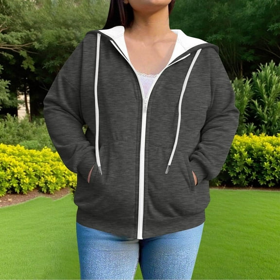 Heisall Womens Plus Size Solid Color Hooded Sweatshirt Oversized Long Sleeve Casual Fashion Hoodie