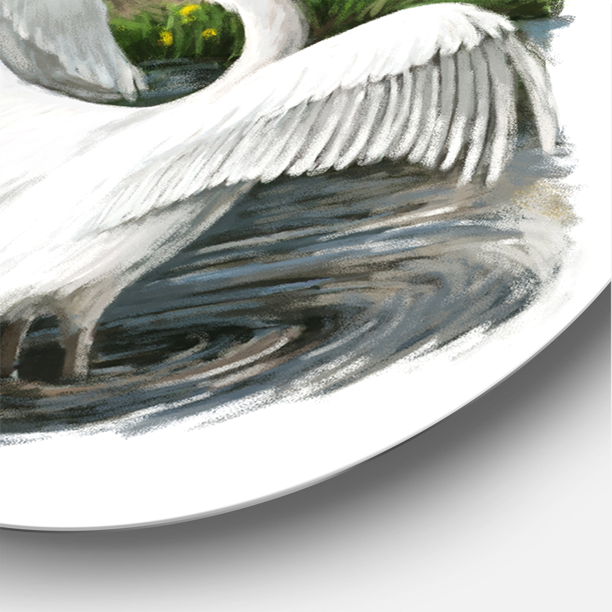 Designart 'Pelicans Resting Near The river Water' Traditional Circle Metal Wall Art 29x29 - Disc of 29