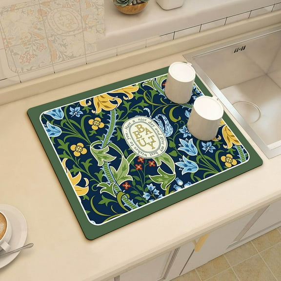 pvdgvd 1pc Draining Mat, 3-ply Microfiber Soft Tabletop Drying Pad, Water Absorption Quick Drying, Heat Insulation for Home Kitchen Countertop 40x30cm