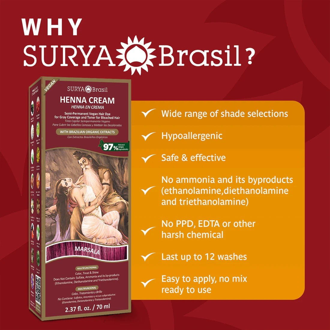 SURYA BRASIL HENNA CREAM HAIR COLOR MARSALA 70ML