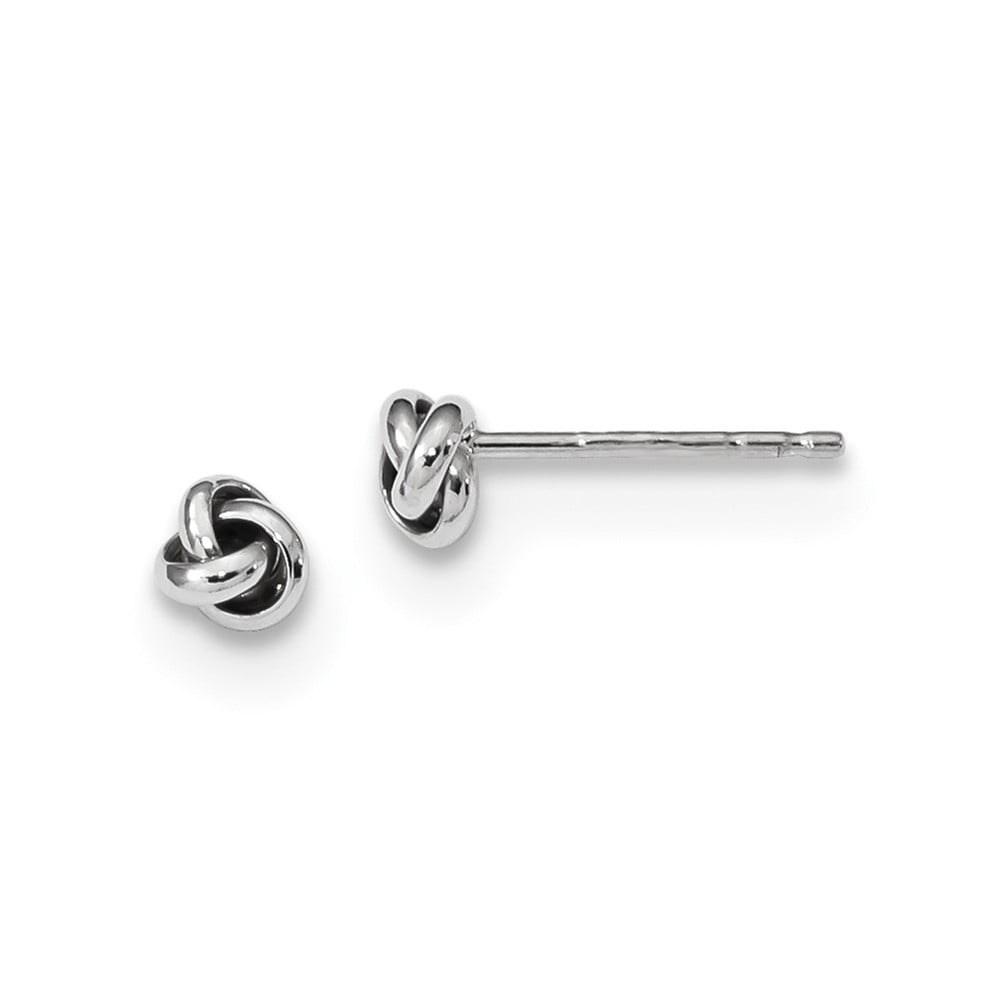 14k White Gold Polished CZ Love Knot Post Earrings