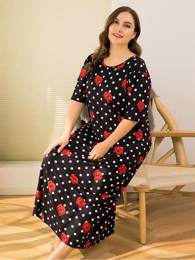 Ladies Long Gown Loungewear Full Length Pajamas Dress,Ankle-length Casual  Nightgown Sleep Dress Short Sleeves Round Neck Nightshirt for Home Wear  Vocation Relaxing Nightgown,Summer Men Size Gown - Walmart.com