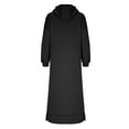 thumbnail image 4 of nerohusy Women's Plus Size Fleece Oversized Hoodie Dress Long Sleeve Maxi Sweatshirt Dress with Pockets Black,XXXXL, 4 of 8