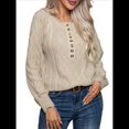 thumbnail image 2 of Suéter de Gran Tamaño de los Años 90, Suéter de Punto Vintage para Mujer, Jersey de Larga con Cuello Redondo y Punto Albaricoque M, 2 of 10
