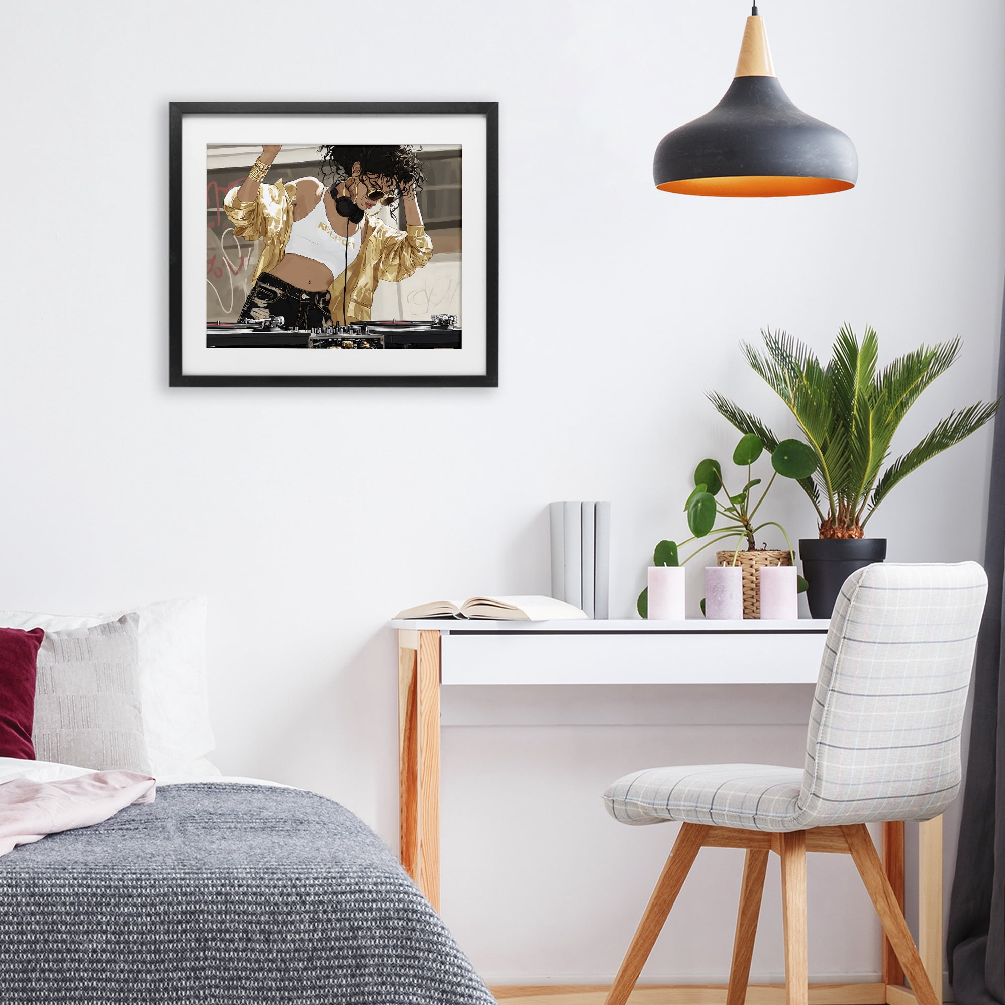 Stupell Industries Gold Accented DJ Black Framed Print Under Glass, design by Franklyn Gregory