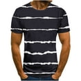 thumbnail image 1 of VBARHMQRT T-Shirts T-Shirt Décontracté Imprimé à Rayures pour Homme Haut d'Été à Manches Courtes T-Shirt Noir, 1 of 3
