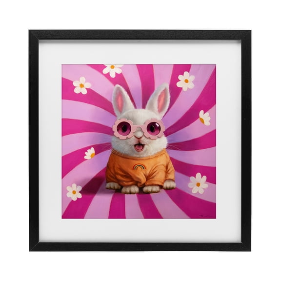 Stupell Industries Eclectic Good Vibes Only Rabbit Black Framed Print Under Glass, 13 x 13, by Lucia Heffernan