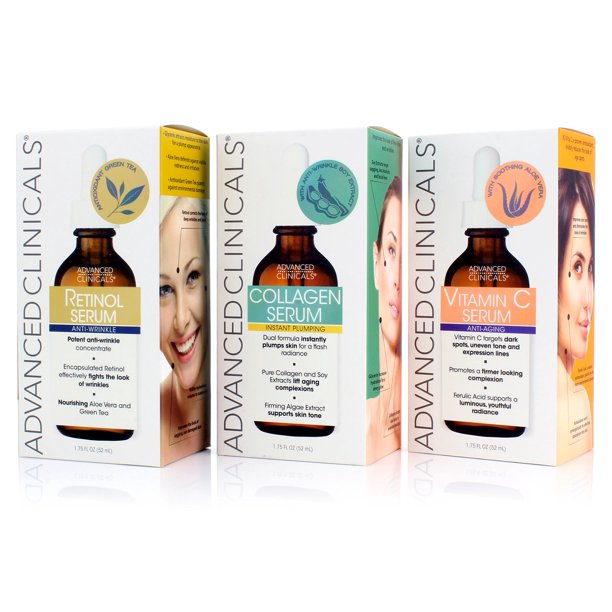 Advanced Clinicals Complete Facial Serum Set with AntiAging Retinol