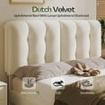 thumbnail image 2 of Merluxy Queen Bed Frame with Adjustable Headboard, Velvet Upholstered Platform Bed with Thick Backrest /No Box Spring Needed, Cream, 2 of 9