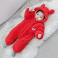 thumbnail image 2 of Wuxian Baby Girls Boys Winter Bodysuit Classic Hoodies Zipper Up Long Sleeve Fuzzy Wool Jumpsuit Solid Color Thick For Toddler Winter Warm Cozy Romper Outfit,12-24 Months, 2 of 5