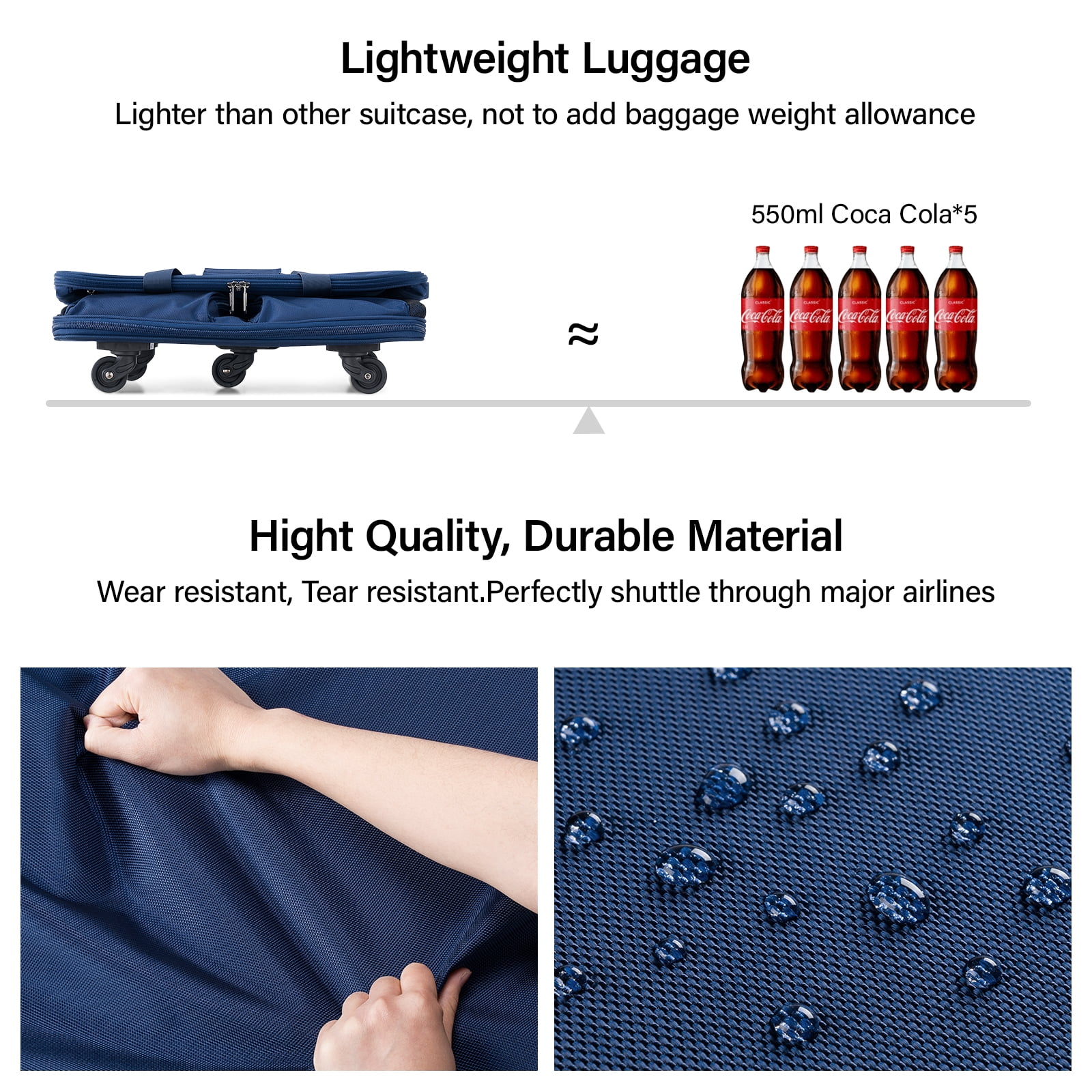 Hanke Suitcases with Wheels Expandable Foldable Luggage Bag Suitcase Collapsible Rolling Travel Bag Duffel Bag for Men Women Lightweight Suitcases,BLUE