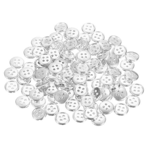 100pcs 100pcs 16L Plastic Sewing Buttons 10mm 3/8" 4-Hole Round Replacement Craft Button for Coats Sewing Clothing and DIY, Silver