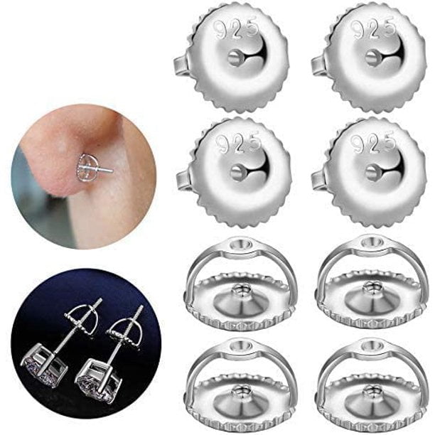 14K Gold Plated Screw Earring Backs, 925 Stering Silver Threaded Screw