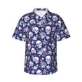 thumbnail image 2 of Yiaed Skull flower white blue Print Hawaiian Shirt for Men Short Sleeve Button Down Shirts Beach Shirts for Men-XX-Large, 2 of 5