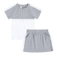 thumbnail image 2 of Akiihool Girls Sets 2 Piece Outfits Girls 2 Piece Outfits Set Button Down Short Sleeve Collared Shirt and Casual Shorts Set (Grey,9-10 Years), 2 of 4