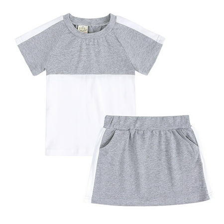 

Sngxgn Girls T-Shirt and Leggings Outfit Set Toddler to Big KidPlus Size 2 Piece Outfits For Girls Grey 5-6 Years