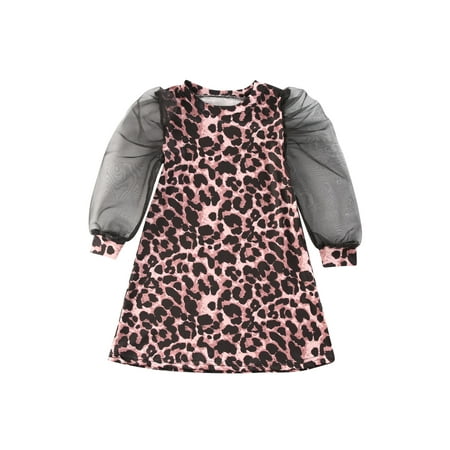 

ZIYIXIN Toddler Kids Baby Girl Clothes Tulle Puff Long Sleeve Dress Blouse Top Spring Summer Outfits Leopard 2-3 Years